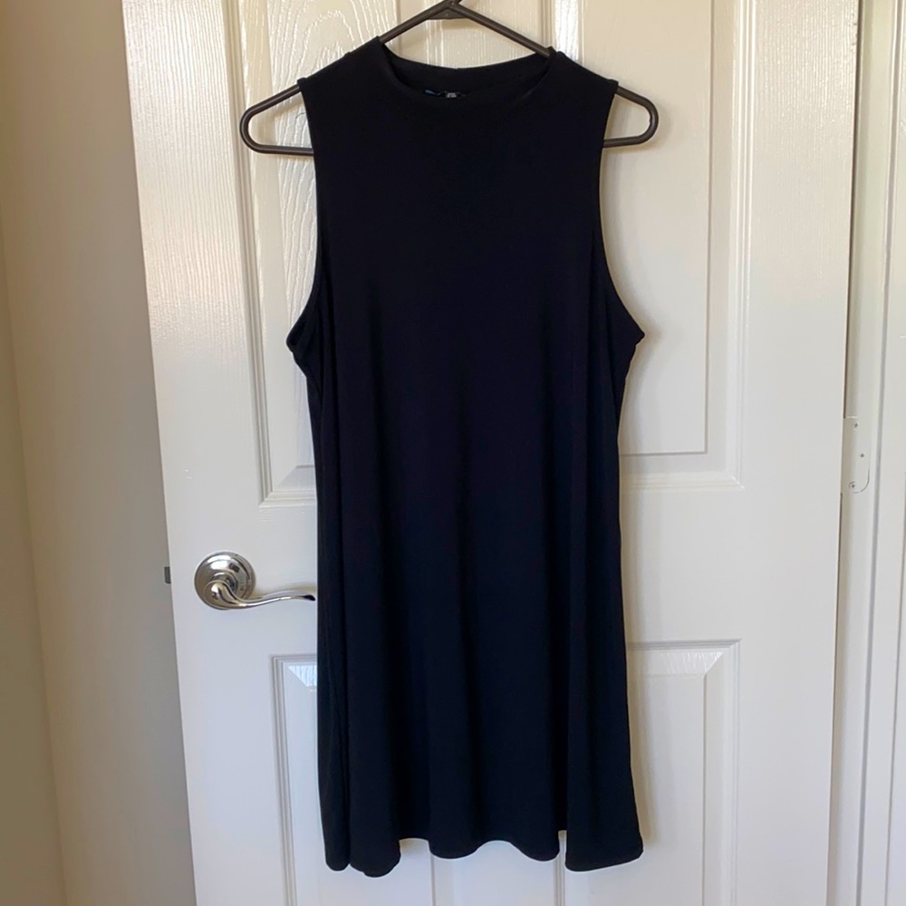 Tiana B-Black High Neck Sleeveless Flare Dress- PL